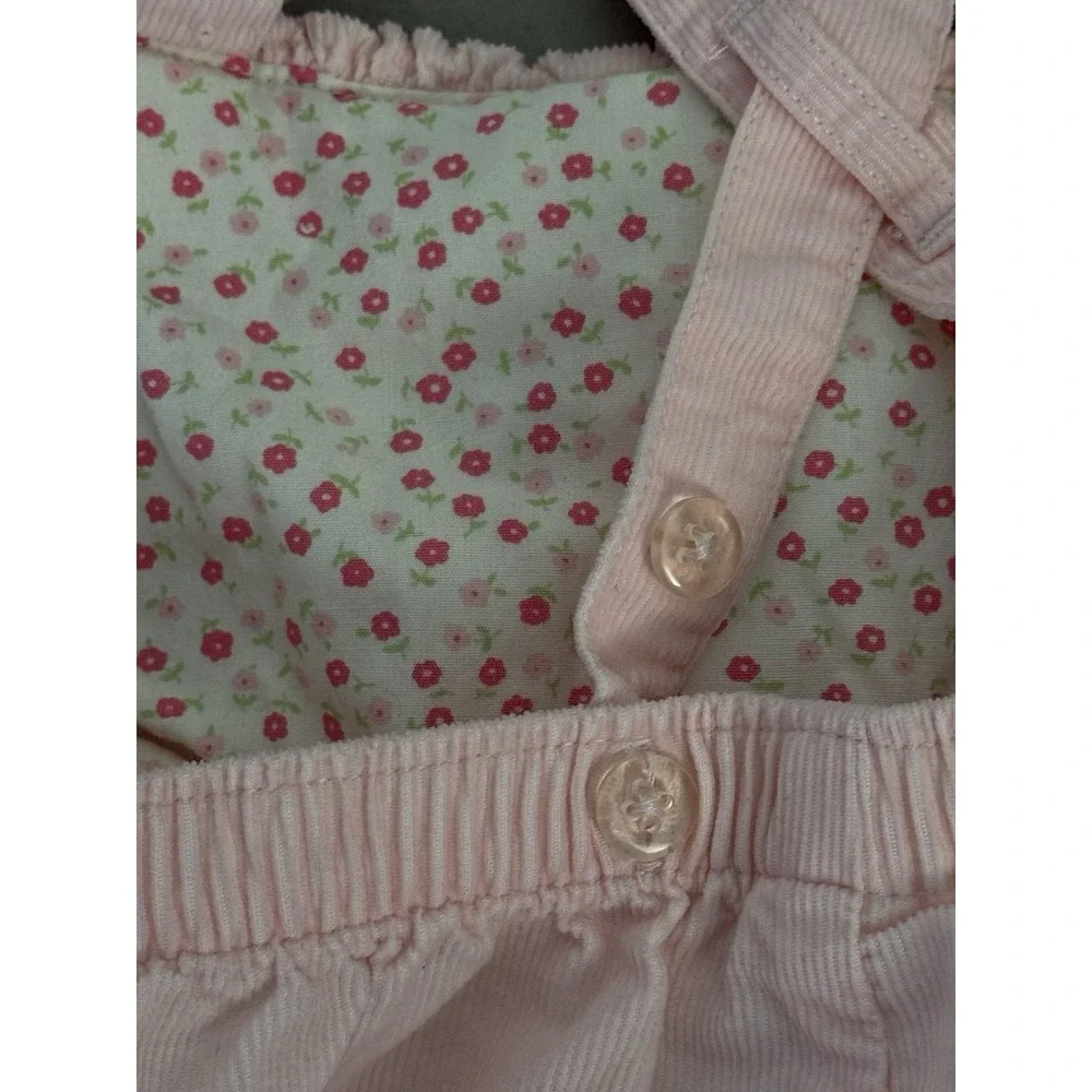 Vintage Gymboree Baby Girls Pink Corduroy Smocked Overalls Sz 0-3 Mths‎ 2005